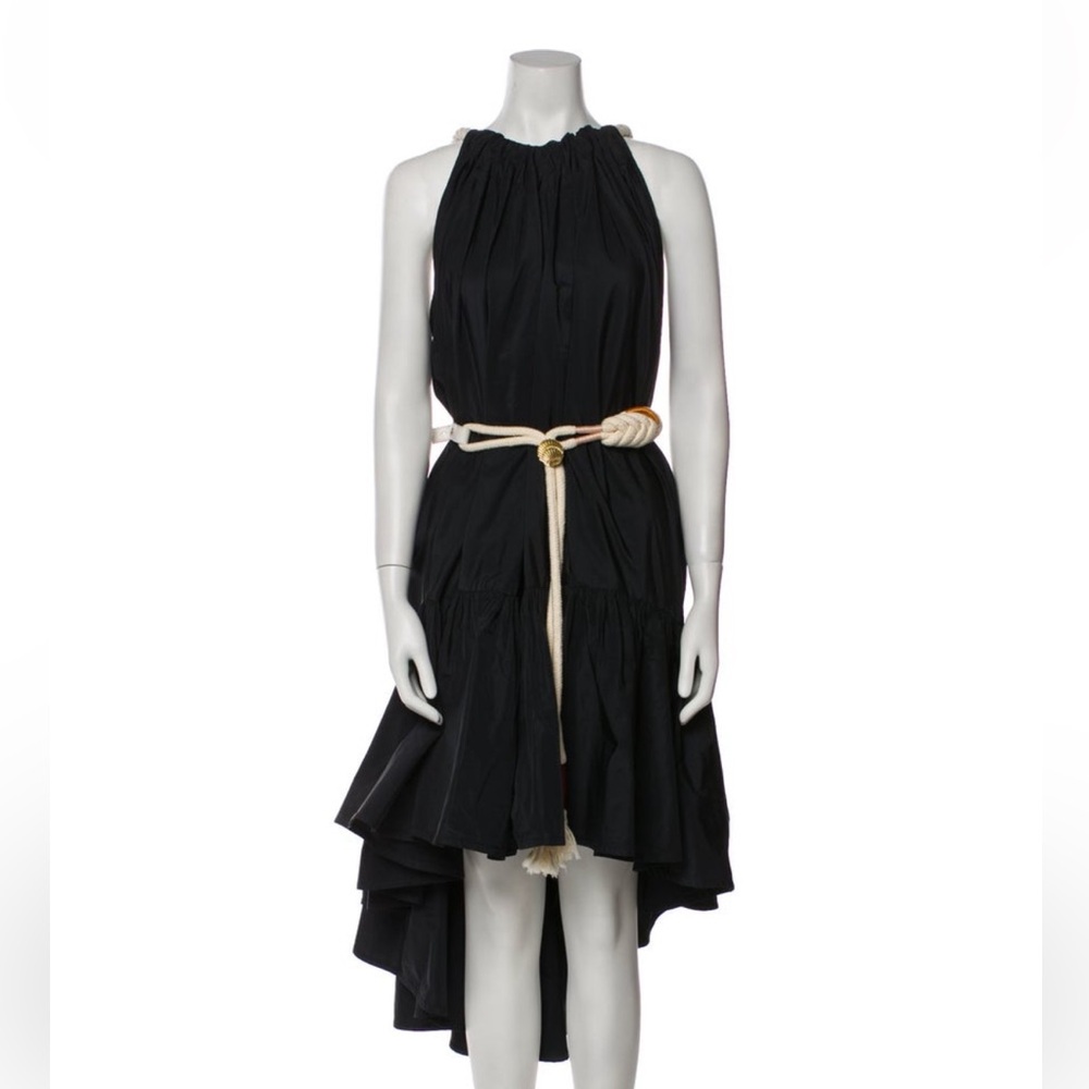 Elegant Black Dress with Rope Belt